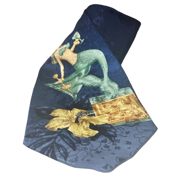 Vintage Tommy Bahama Necktie Silk Embossed Novelty Mermaid Cocktail Hand Sewn - Picture 6 of 12
